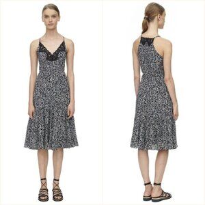Rebecca Taylor Sleeveless Pop Flower Sleeveless Slip Dress Black Silk Size‎ 6